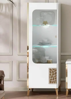 BADER Möbelprogramm mit LED-Beleuchtung WEISS-GOLD