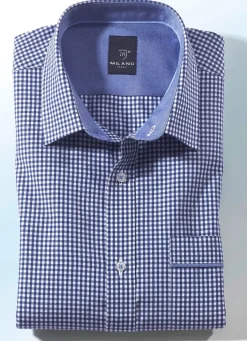Discount BADER "Milano Italy"- Hemd in Kurz-und Langarm in 4 Farben MARINE-WEISS