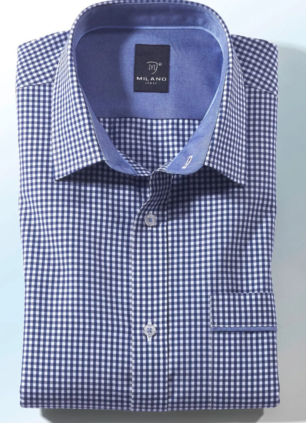 Discount BADER "Milano Italy"- Hemd in Kurz-und Langarm in 4 Farben MARINE-WEISS