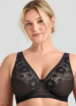Best MISS MARY Bügel-BH mit floraler Elastikspitze SCHWARZ