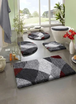 Sale BADER Modern dessinierte Badgarnitur in Supersoft-Qualität rot-grau