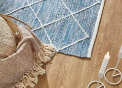 Clearance BADER Moderne Brücken und Teppiche aus 100% Baumwolle BLAU