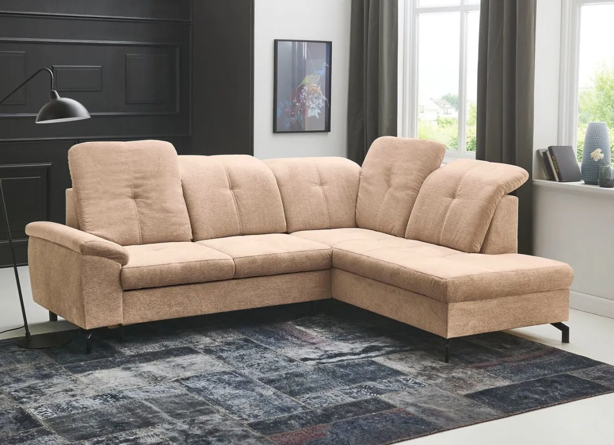 Online BADER Moderne Polsterecke mit Bettfunktion und Bettkasten BEIGE