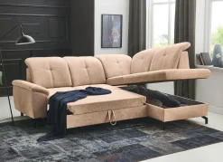 Online BADER Moderne Polsterecke mit Bettfunktion und Bettkasten BEIGE
