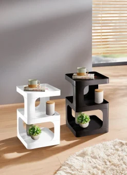 New BADER Moderner Beistelltisch aus Metall WEISS