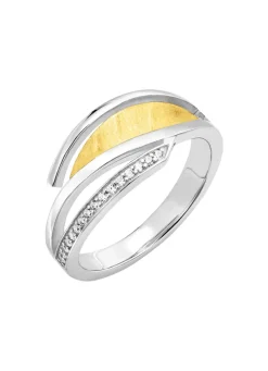 Discount BADER Moderner Damenring in Bicolor mit Zirkonia