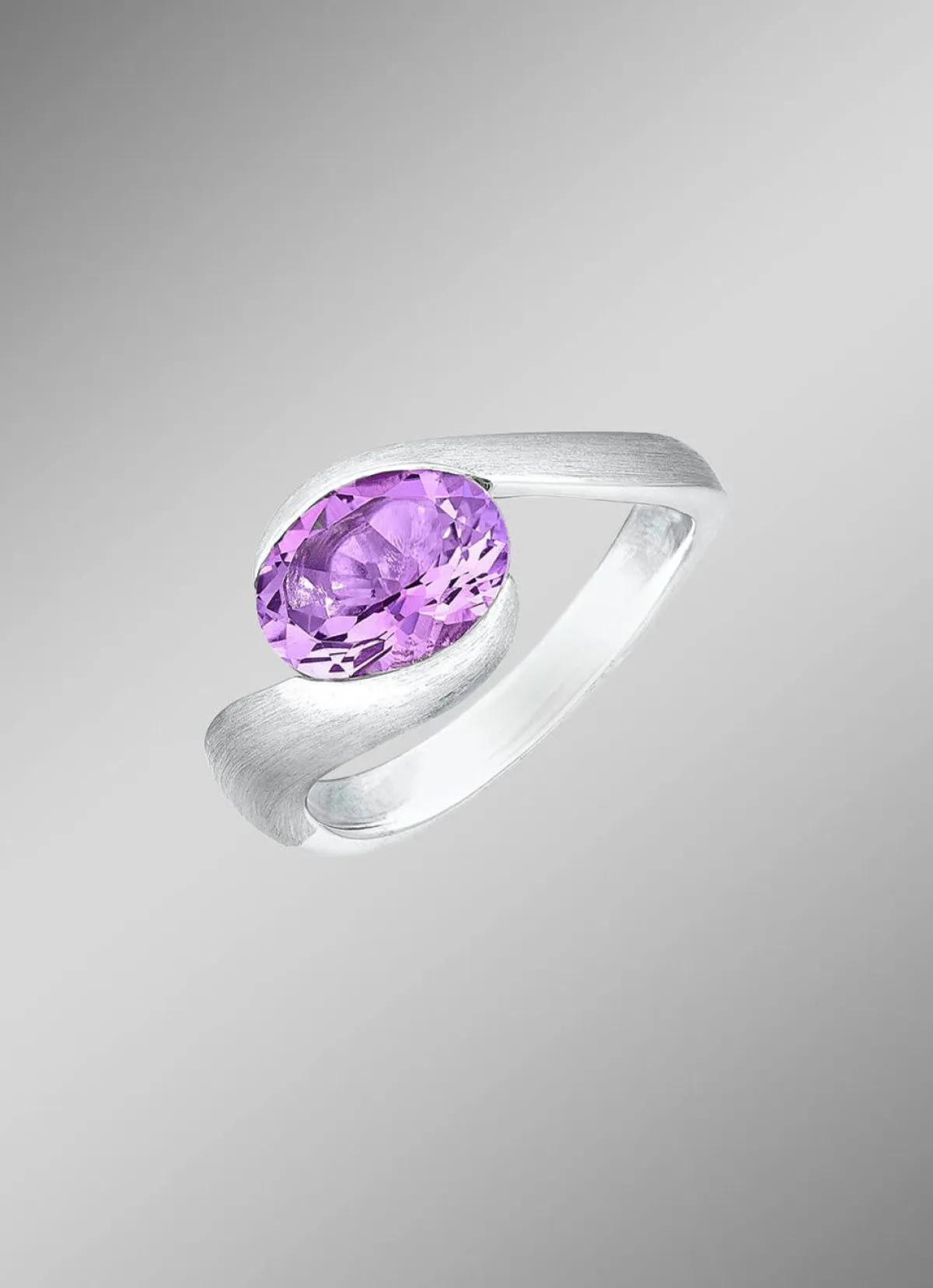 Best BADER Moderner Damenring mit echt Amethyst