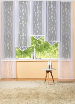 Discount BADER Moderne Schiebegardine mit dezentem Wellen-Design weiß