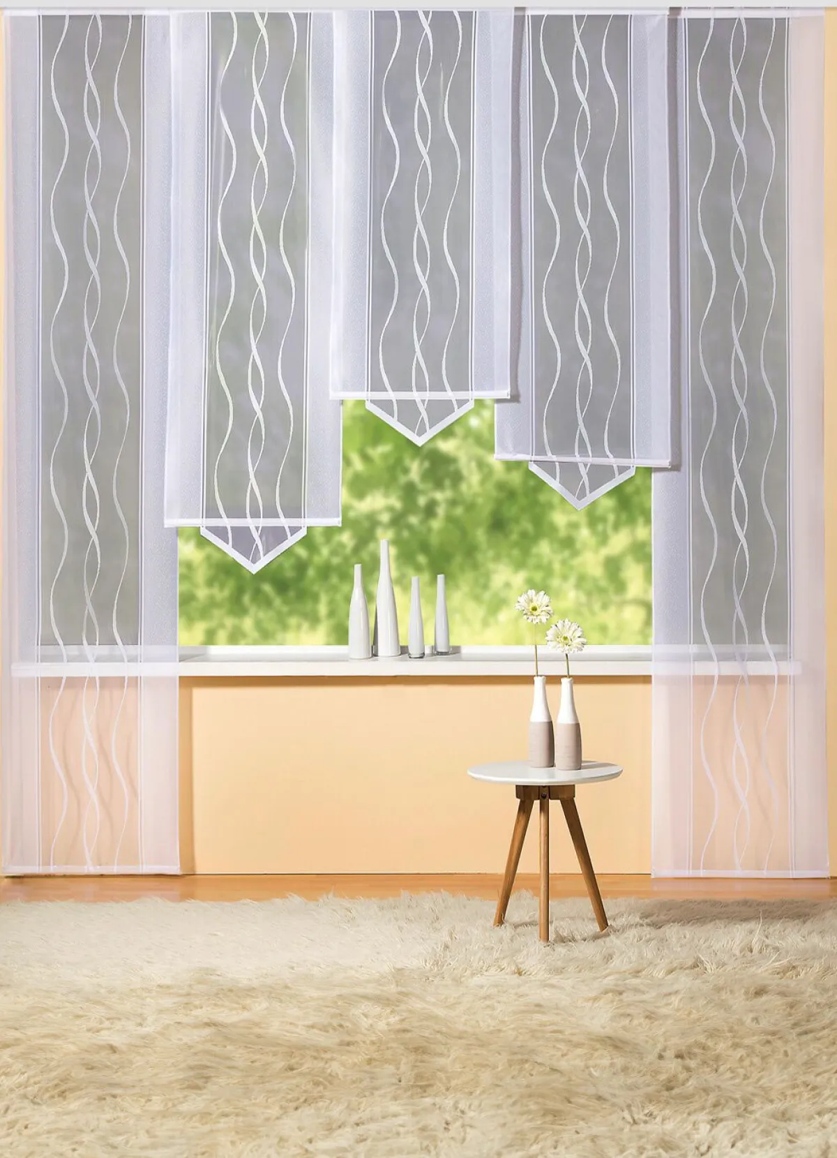 Discount BADER Moderne Schiebegardine mit dezentem Wellen-Design weiß