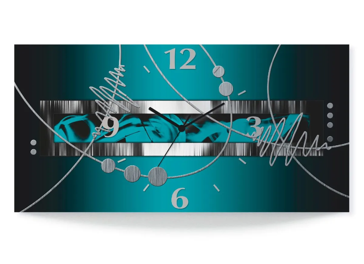 New BADER Moderne Wanduhr aus Aluminium BLAU