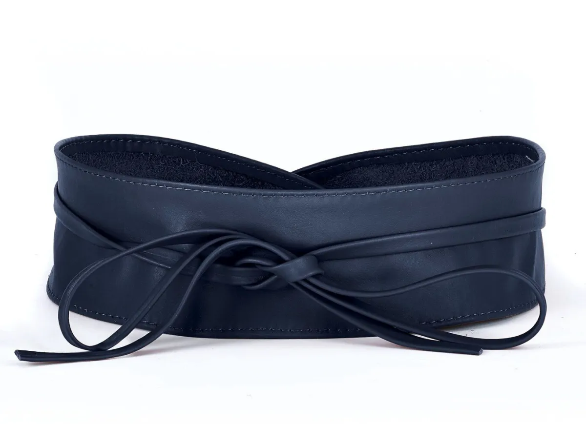 Discount BADER Modischer Leder-Bindegürtel, 8 cm breit DUNKELBLAU