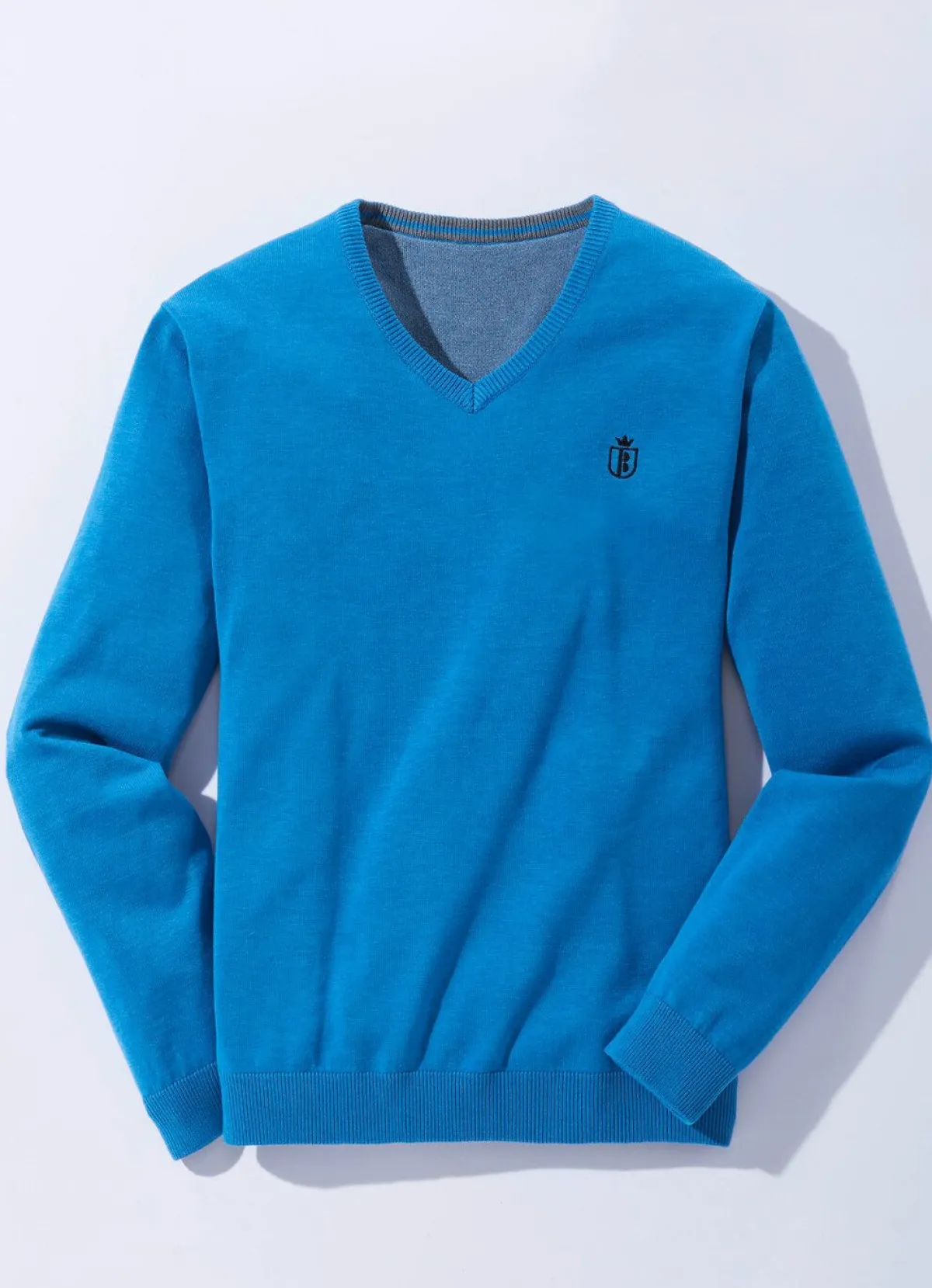 Best BADER Modischer V-Pullover in 6 Farben BLAU MELIERT