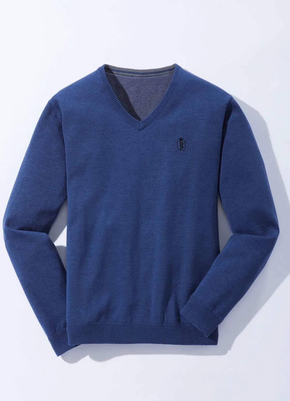 Clearance BADER Modischer V-Pullover in 6 Farben DUNKELBLAU MELIERT