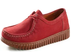Hot Gemini Mokassin-Schnürschuh aus Rind-Nubukleder ROT