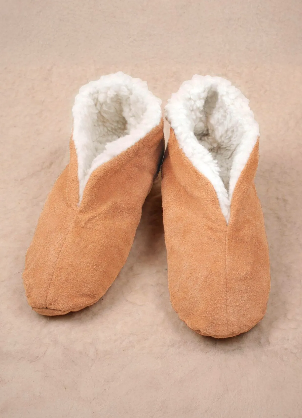 Hot BADER Mollig warme Fellhausschuhe BEIGE
