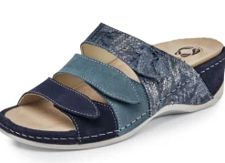 Clearance BADER Mubb, bequeme Damen-Pantoletten, Weite H, mit herausnehmbarem Fußbett BLAU