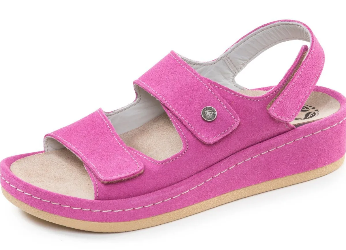 New MUBB , bequeme Damen-Sandalen, Weite H, mit herausnehmbarem Fußbett PINK