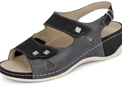 New MUBB , bequeme Damen-Sandalen, Weite H, mit herausnehmbarem Fußbett SCHWARZ-ANTHRAZIT