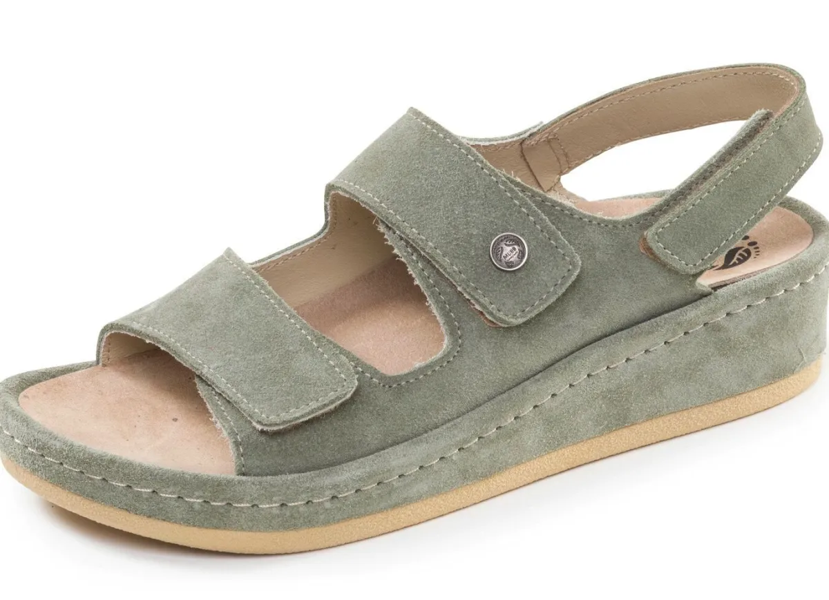 Online MUBB , bequeme Damen-Sandalen, Weite H, mit herausnehmbarem Fußbett GRÜN