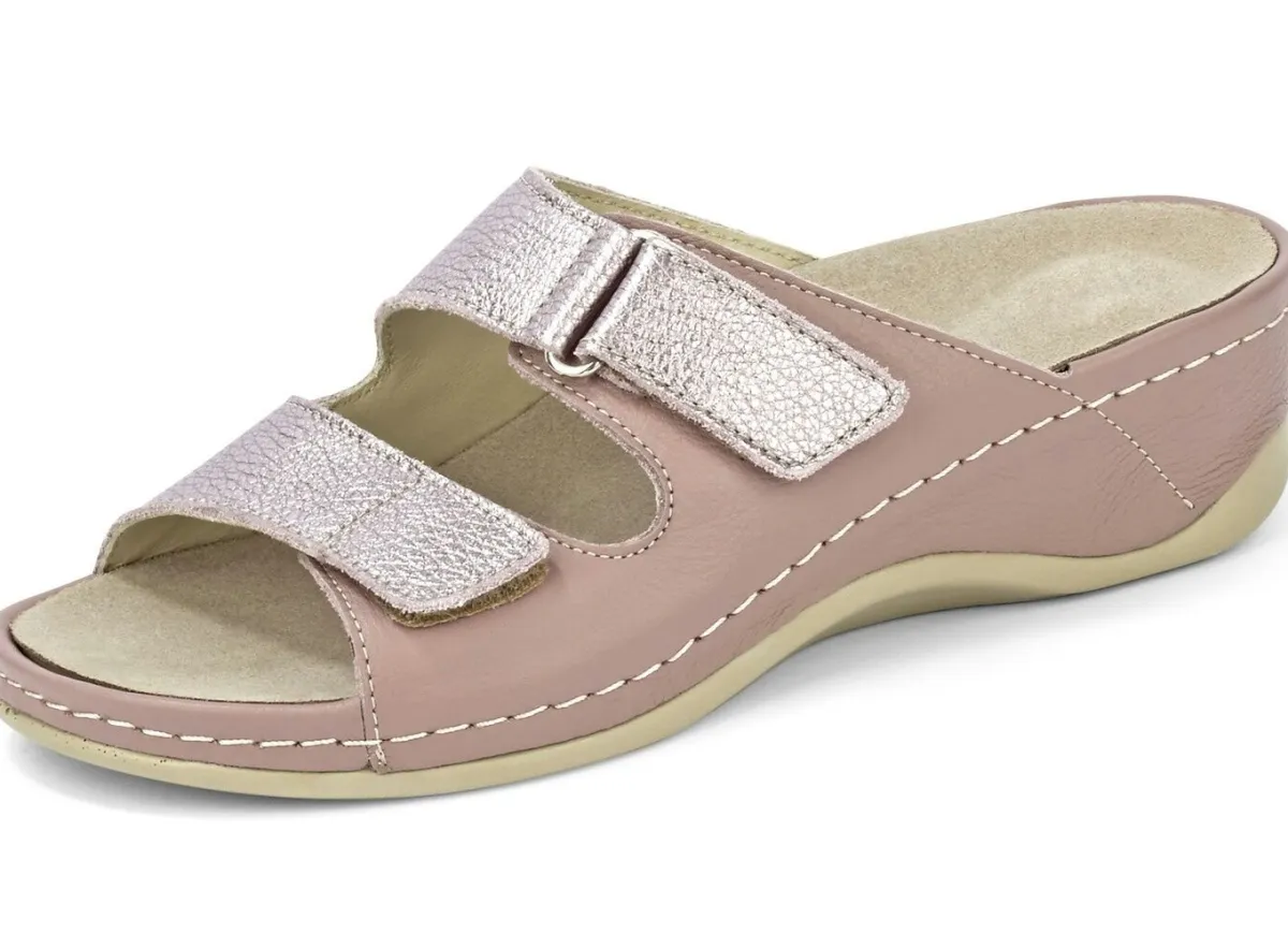 Online MUBB Pantolette mit Leder-Memory-Fußbett MAUVE-ALTROSÉ