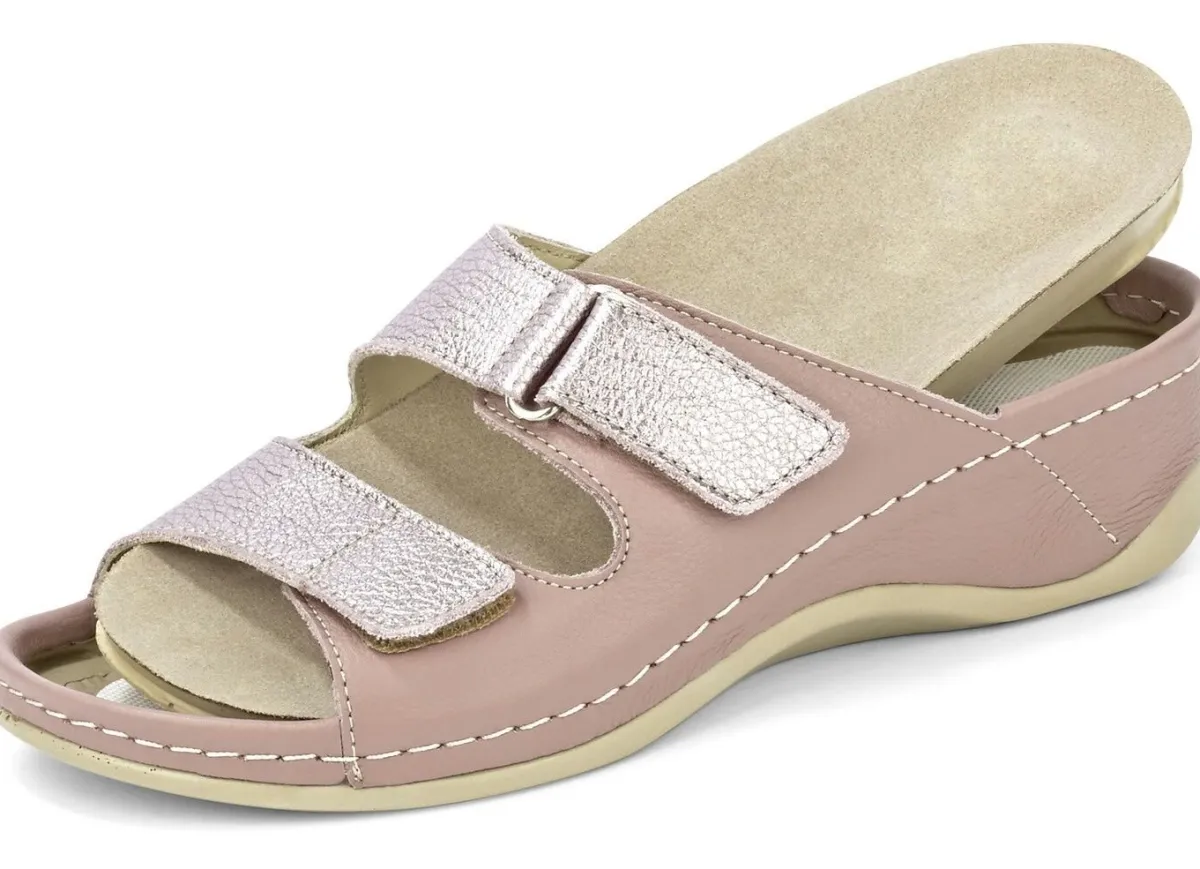 Online MUBB Pantolette mit Leder-Memory-Fußbett MAUVE-ALTROSÉ