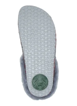 MUBB Wollfilz-Pantoffel mit bunter Blüten-Stickerei GRAU
