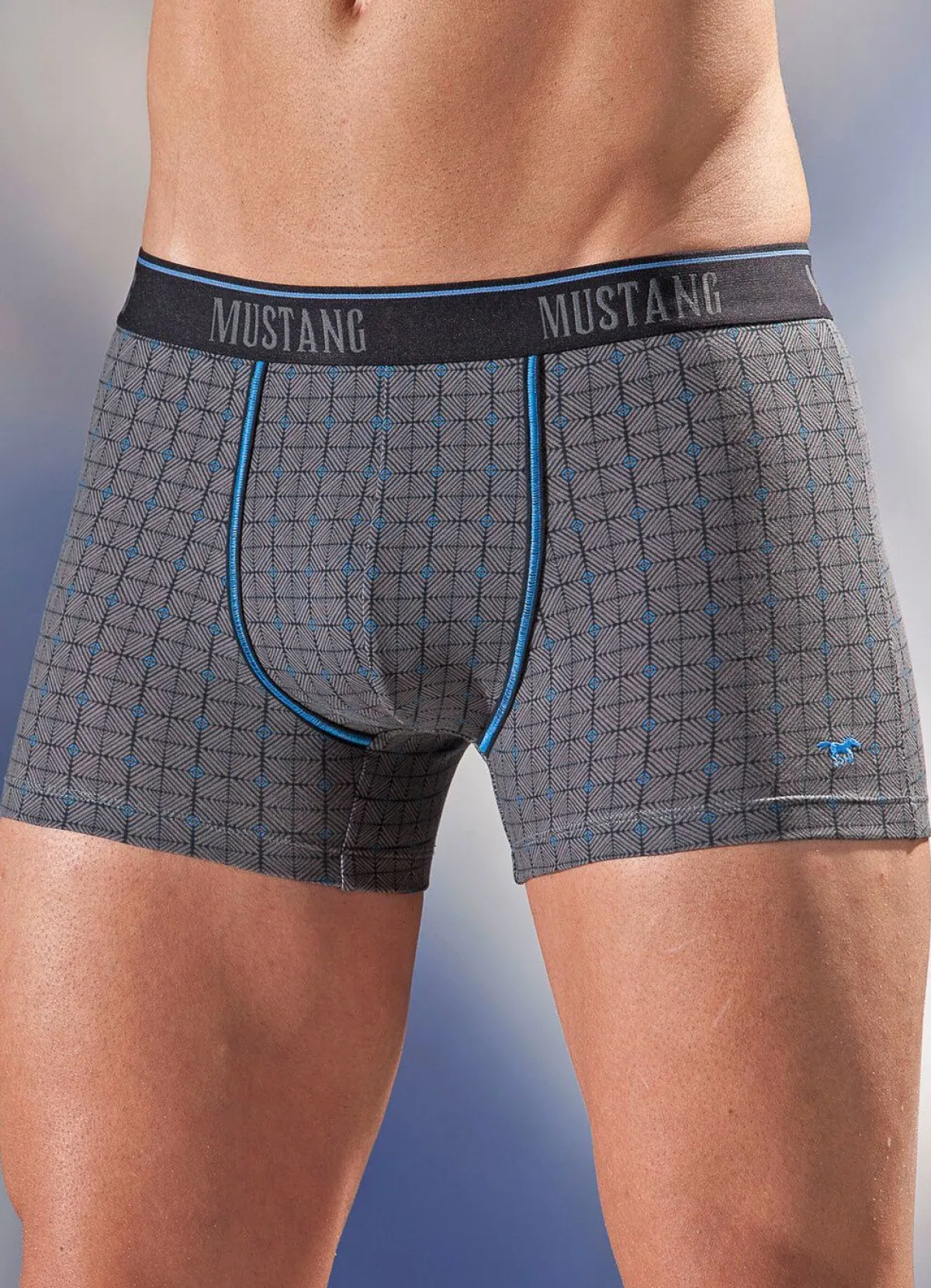 BADER Mustang, Dreierpack Pants, kariert GRAU-BUNT