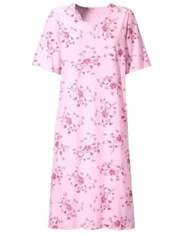 New BADER Nachthemd, Kurzarm mit V-Ausschnitt MAGNOLIE-BUNT