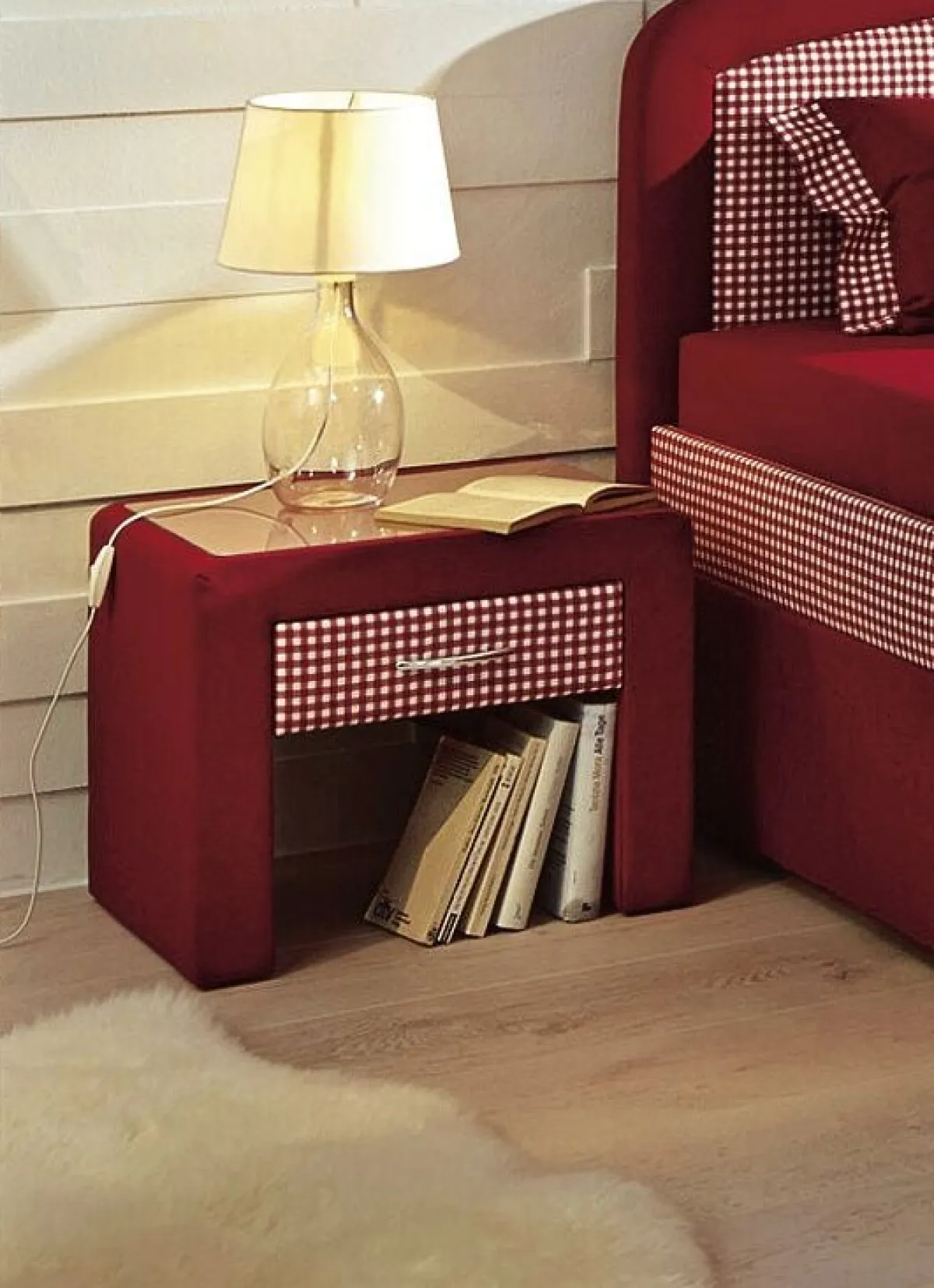 Discount BADER Nachttisch mit Glasplatte BORDEAUX