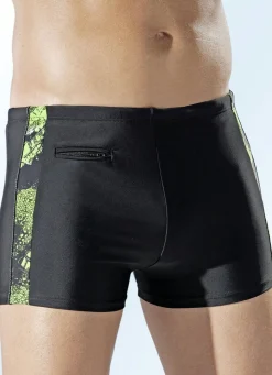 Best NATURANA Badehose in höherer Kastenform mit seitlichen Einsätzen SCHWARZ-GRÜN