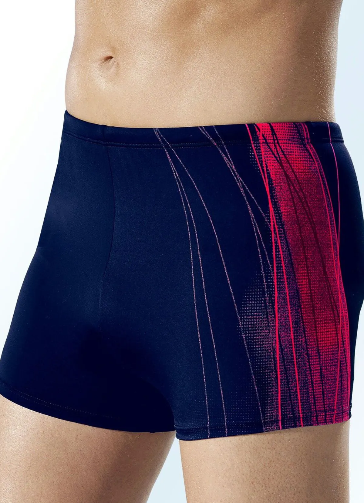 Sale NATURANA Badehose in höherer Kastenform mit seitlichem Druckdessin MARINE-ROT