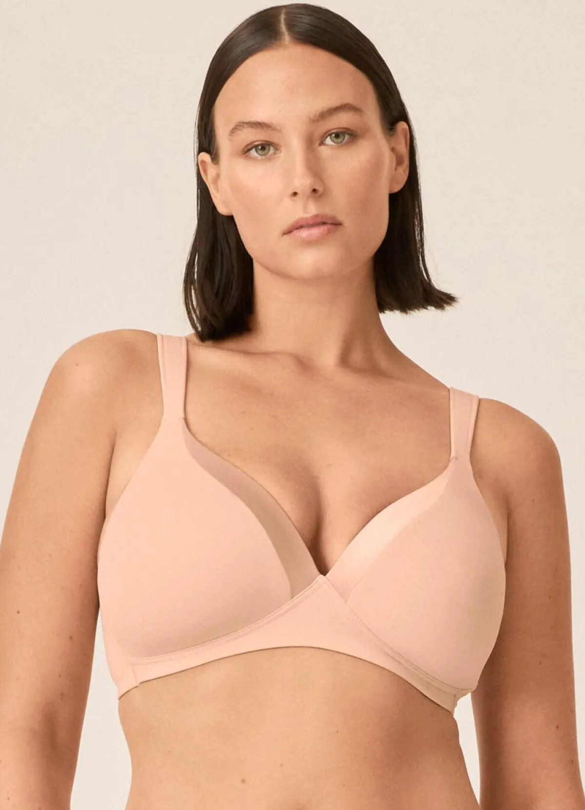 Outlet BADER Naturana BH mit Satinblende am Dekolleté PUDER