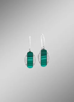 Clearance BADER Ohrhaken mit Zirkonia und Malachit-