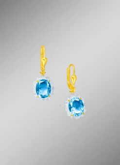 Clearance BADER Ohrringe mit echt Blautopas und Diamanten