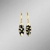 Sale BADER Ohrringe mit Onyx, beh. und Bergkristall mit Blattgold-Triplette