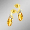 New BADER Ohrstecker mit echt Citrin und 2 Diamanten