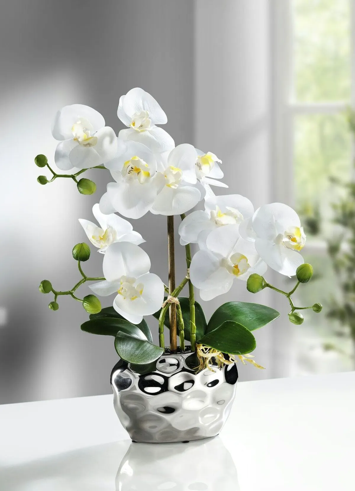 New BADER Orchidee im Topf SILBER