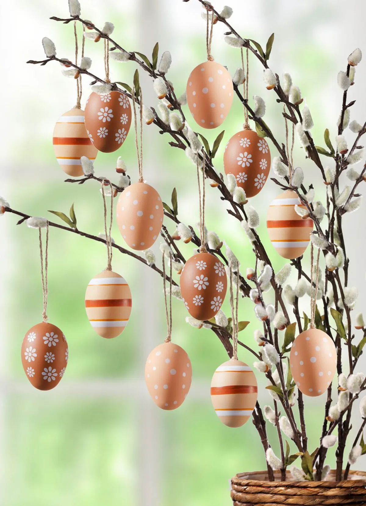 Discount BADER Ostereier mit frühlingshaftem Motiv, 12er-Set NATUR