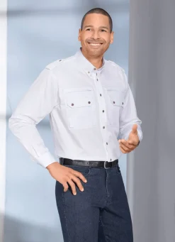 Best OS TRACHTEN "OS-Trachten"-Hemd mit Button-Down-Kragen in 3 Farben WEISS