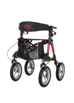 Best BADER Outdoor Rollator Inklusive Tasche und Gehstockhalter ROT