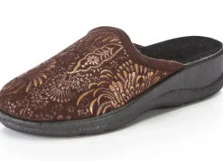 Discount BADER Pantoffel mit floralem Muster BRAUN