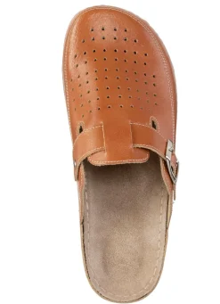 Discount BADER Pantolette aus Nappaleder mit luftiger Perforation COGNAC