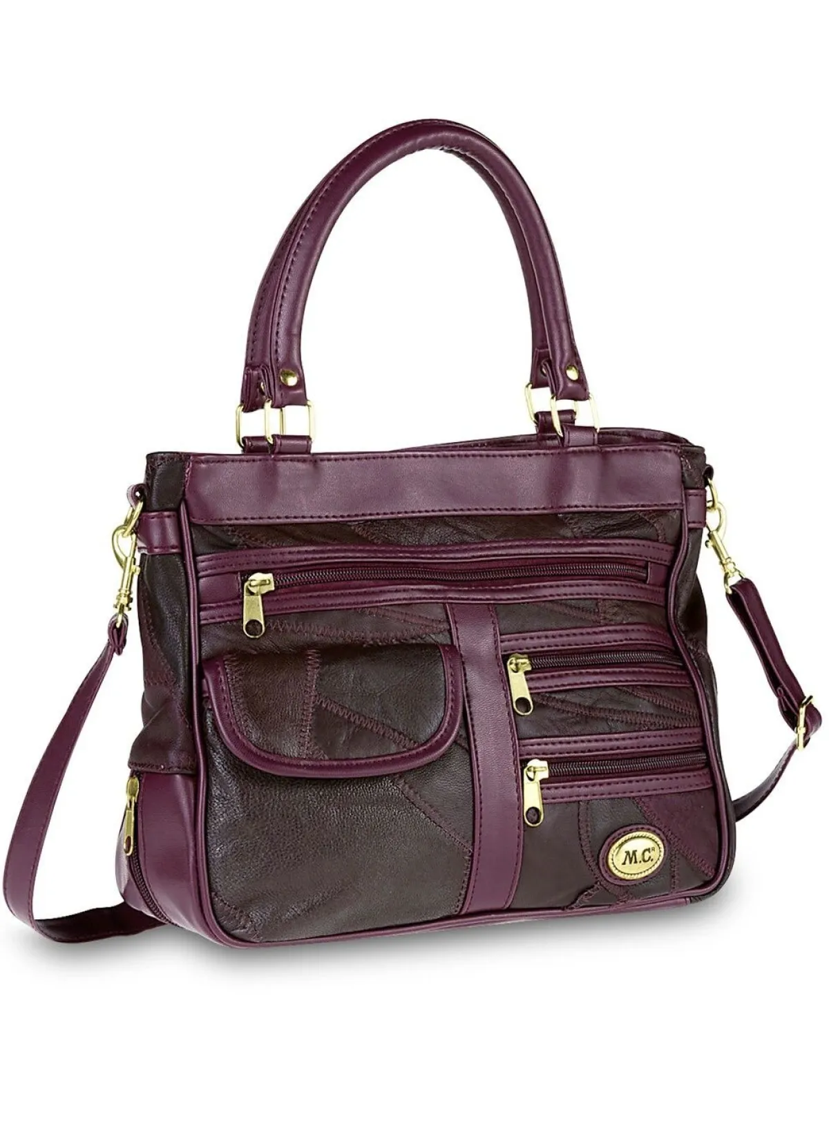 Sale BADER Patchwork-Tasche mit abnehmbarem Umhängeriemen BORDEAUX