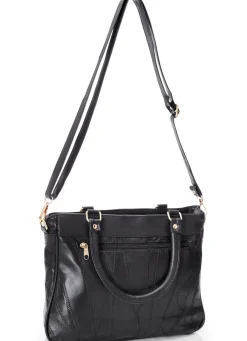BADER Patchwork-Tasche mit abnehmbarem Umhängeriemen SCHWARZ