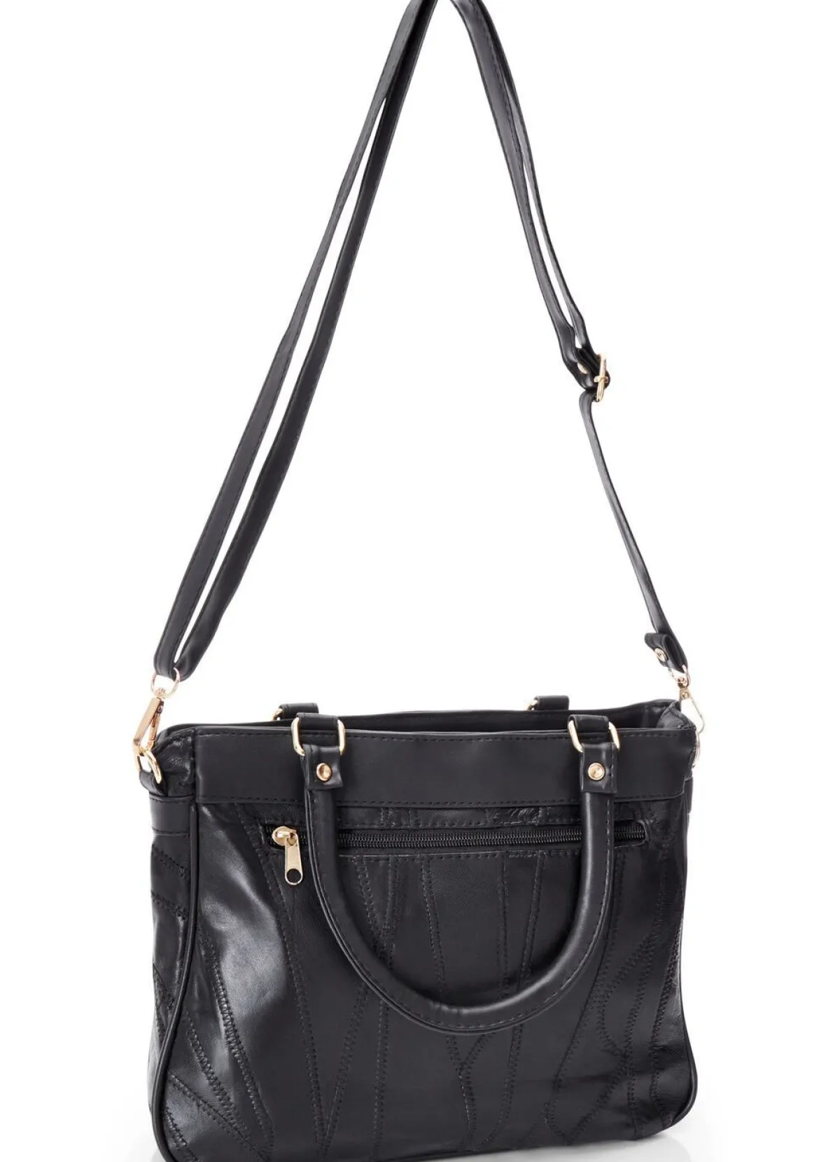 BADER Patchwork-Tasche mit abnehmbarem Umhängeriemen SCHWARZ