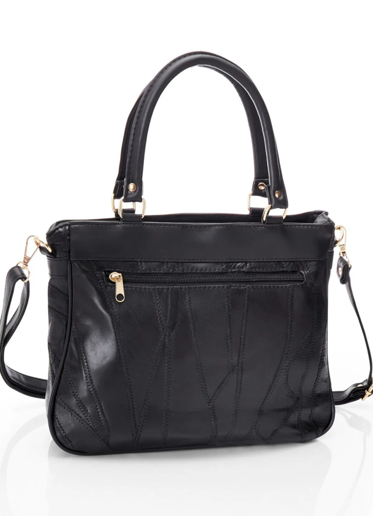 BADER Patchwork-Tasche mit abnehmbarem Umhängeriemen SCHWARZ