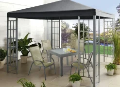 Hot BADER Pavillon mit Gestell aus pulverbeschichtetem Stahl ANTHRAZIT
