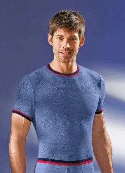 Best PERMATHERM Zweierpack Schlupfjacken, kurzarm, Winterwäsche 1X JEANSBLAU MELIERT, 1X ANTHRAZIT MELIERT
