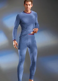Hot PERMATHERM Zweierpack Unterhosen, lang, Winterwäsche 1X JEANSBLAU MELIERT, 1X ANTHRAZIT MELIERT