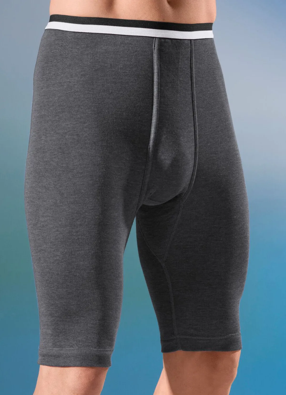 Online PERMATHERM , Zweierpack Unterhosen, knielang, Winterwäsche 1X JEANSBLAU MELIERT, 1X ANTHRAZIT MELIERT